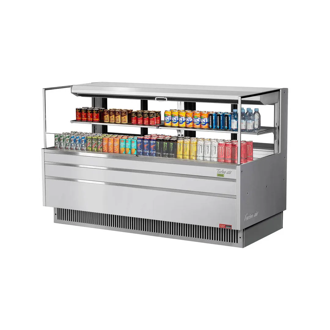Turbo Air TOM-72L-UFD-S-2S-N 70" Horizontal Open Air Merchandiser, Stainless Steel, Self-Contained, 1 Shelf