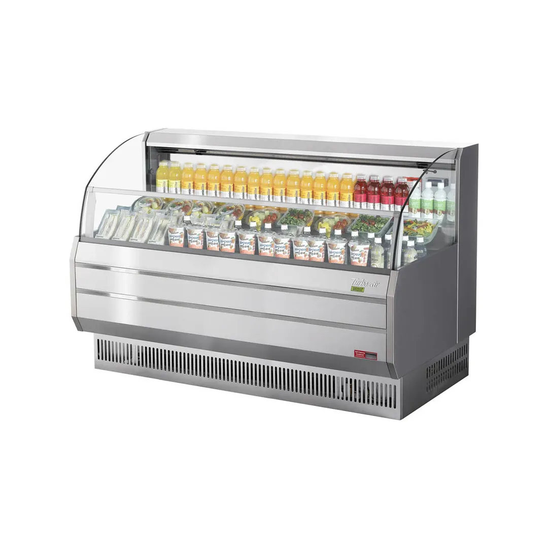 Turbo Air TOM-75SS-N 75" Horizontal Open Air Merchandiser, Stainless Steel, Self-Contained, 3 Shelves