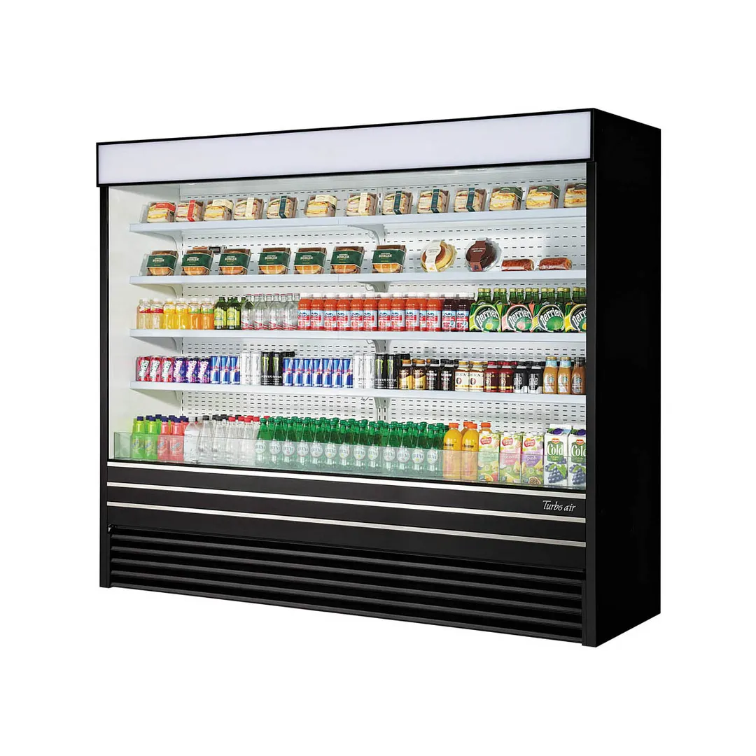 Turbo Air TOM-96EB-N 92" Vertical Open Air Merchandiser in Black, Self-Contained, 4 Shelves