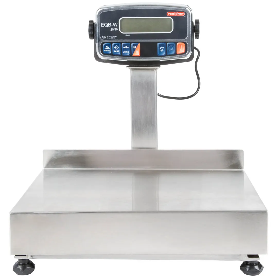 Tor-Rey EQB-20/40-W Scale – 20kg/0.05kg, 40lb/0.01lb, Rechargeable, 1¼" Backlit Display, Epoxy Finish