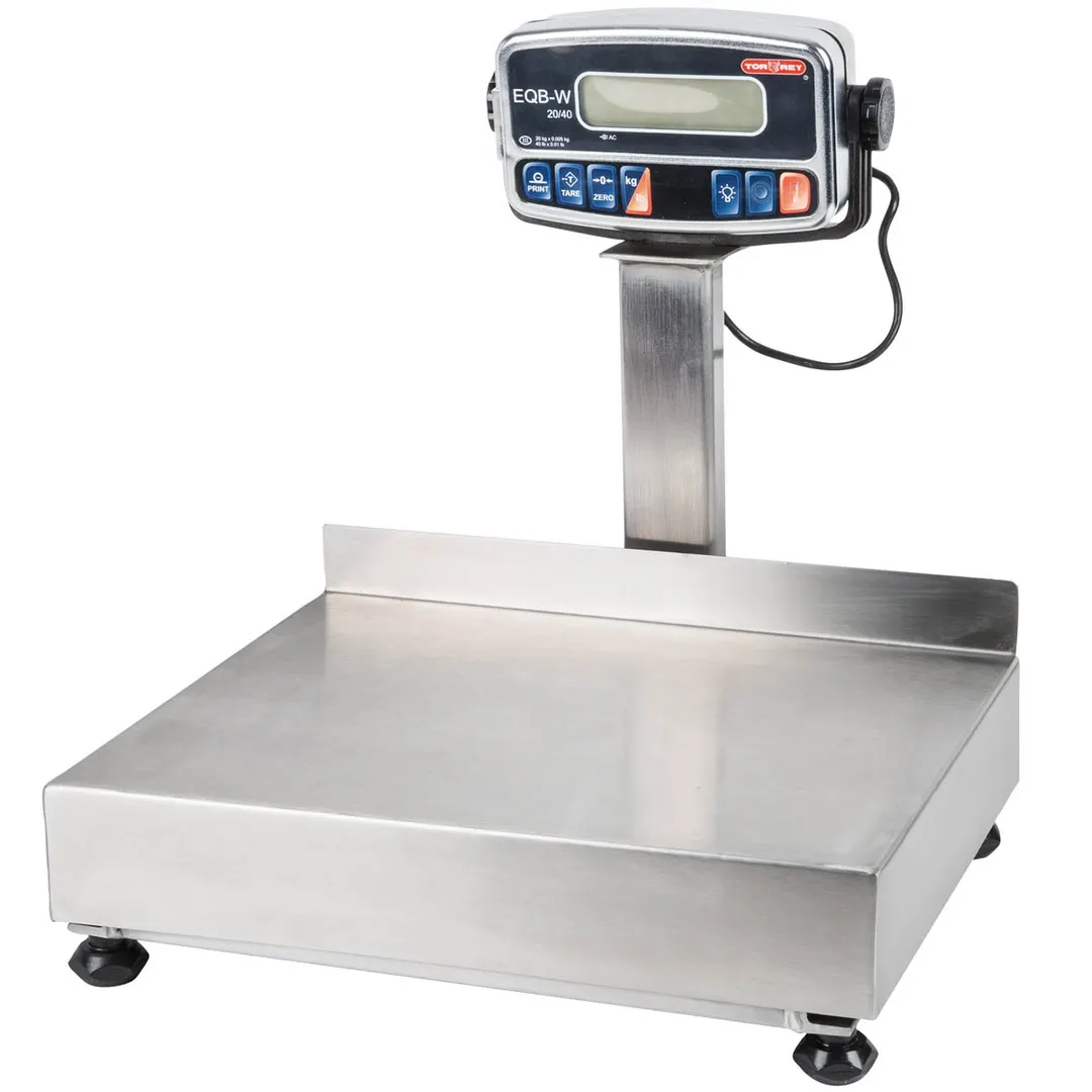 Tor-Rey EQB-20/40-W Scale – 20kg/0.05kg, 40lb/0.01lb, Rechargeable, 1¼" Backlit Display, Epoxy Finish