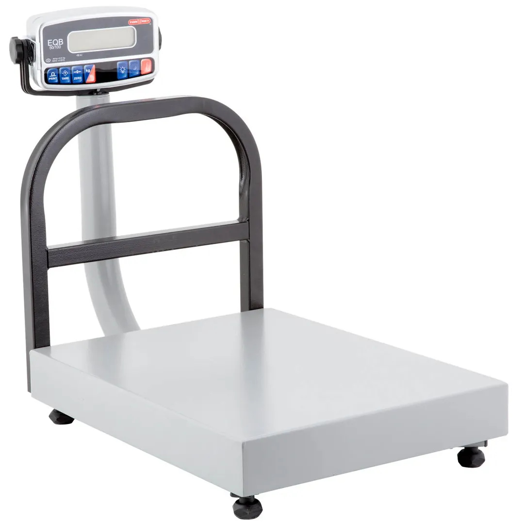 Tor-Rey EQB-50/100 Scale 50kg/100lb, 0.01kg/0.02lb, 1 1/4" Backlit Display, 15x19" Platter, Battery, Epoxy Finish