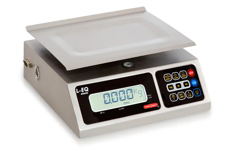 Tor-Rey LEQ-5/10 10 lb Portion Scale, 5 kg/10 lb, 7.8x9.6" Stainless Steel Platter, Rechargeable LCD Tare