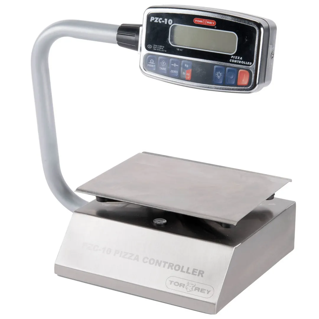 Tor-Rey PZC-10/20 Portion Scale – 10 kg/20 lb, 0.002 kg/0.005 lb, 8x11 Steel Platter, Tare Pedal, Rechargeable