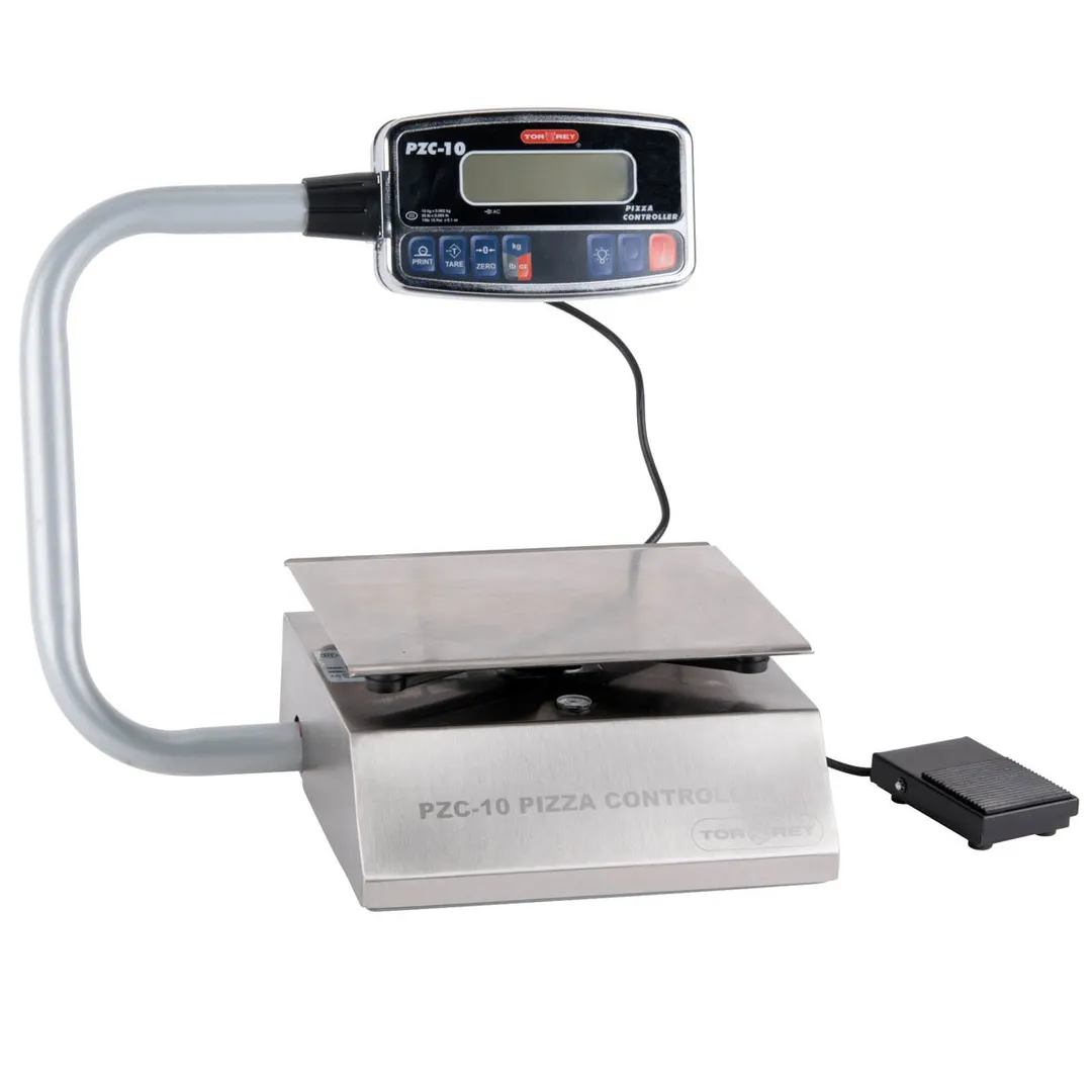 Tor-Rey PZC-10/20 Portion Scale – 10 kg/20 lb, 0.002 kg/0.005 lb, 8x11 Steel Platter, Tare Pedal, Rechargeable