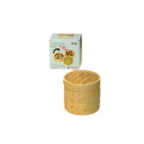 Town 34206 Steamer Set, 6" Bamboo, Includes 2 Steamers & 1 Cover - Set