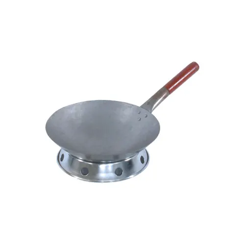Town 34702/DZ Mandarin Wok, 14" Steel, 8-1/2" Riveted Handle, Wood Extension - Dozen