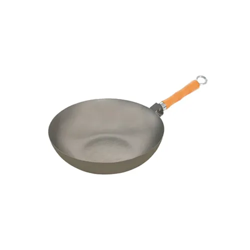 Town 34733/DZ Wok Pan, 11-1/2" Diameter Flat Bottom, Bamboo Handle, Steel Construction - Dozen