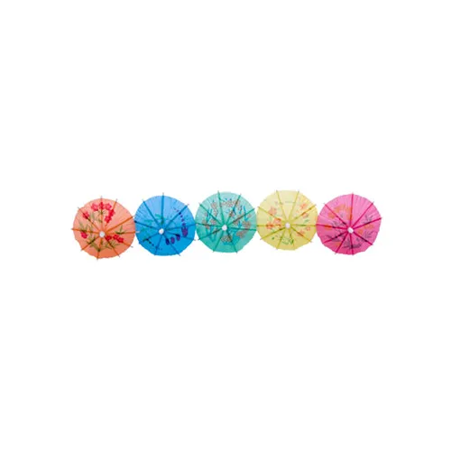 Town 51801/CS - Cocktail Parasol, 4" Paper Umbrella, Wooden Stem, Assorted Colors - 1/Case