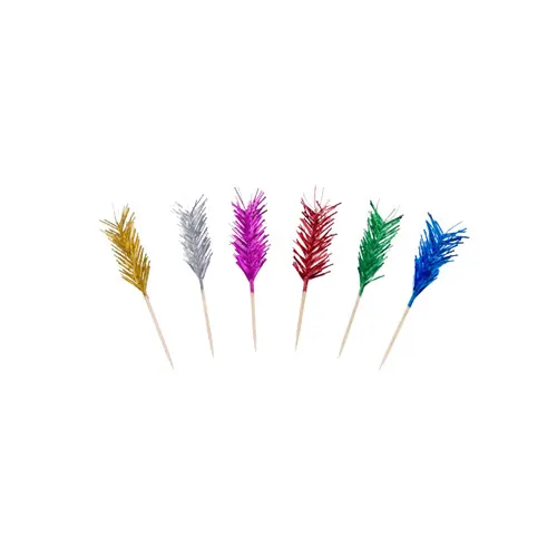 Town 51805/CS Cocktail Food Pick, 6-1/4" Curly Foil Frill Top, Wooden Stem, Colors, 4"-6" - 1/Case