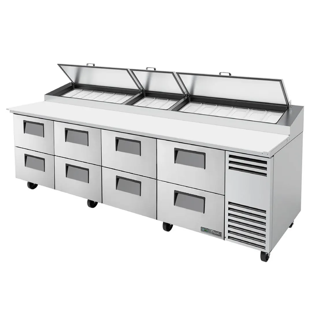 True TPP-AT-119D-8-HC 119" Refrigerated Pizza Prep Table w/ 8 Drawers, (15) 1/3 Pans