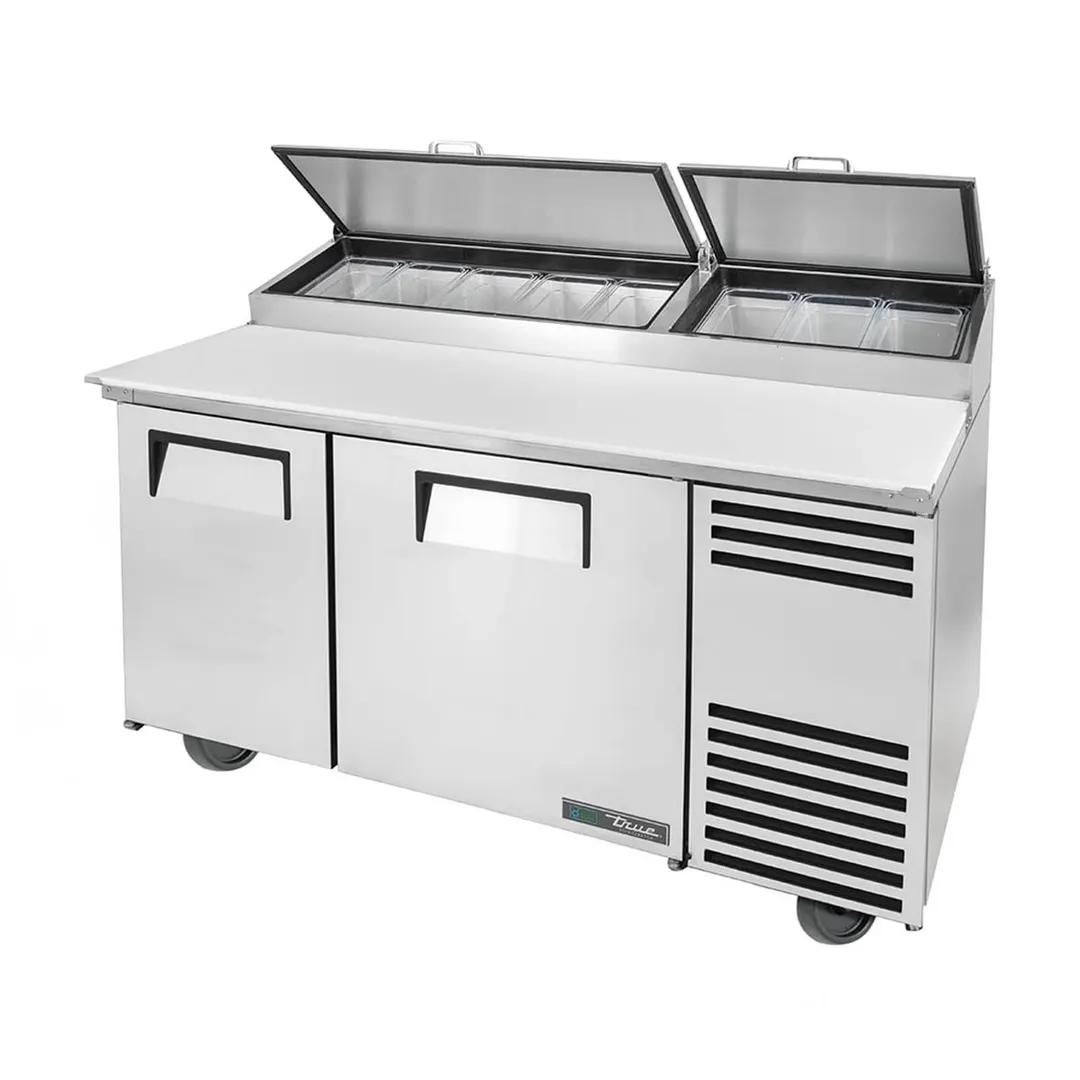 True TPP-AT-60-HC 60" Refrigerated Pizza Prep Table w/ 2 Doors, (8) 1/3 Pans