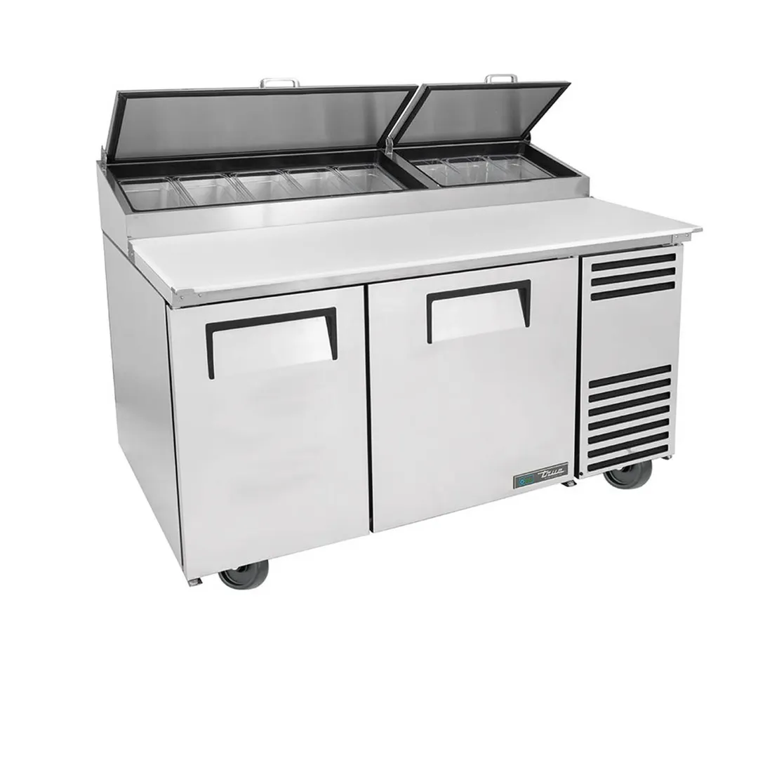 True TPP-AT-60-HC 60" Refrigerated Pizza Prep Table w/ 2 Doors, (8) 1/3 Pans