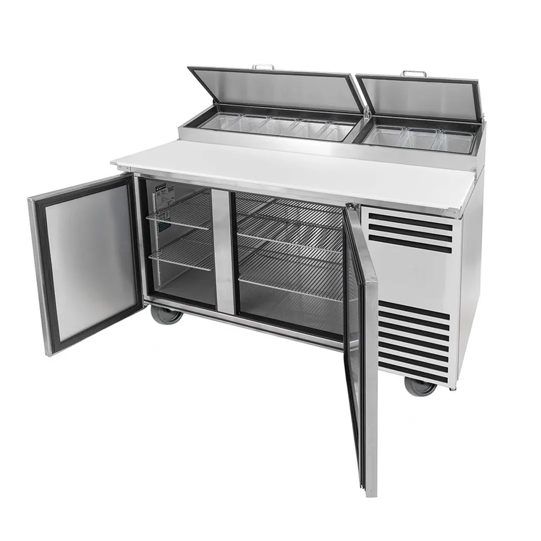 True TPP-AT-60-HC 60" Refrigerated Pizza Prep Table w/ 2 Doors, (8) 1/3 Pans
