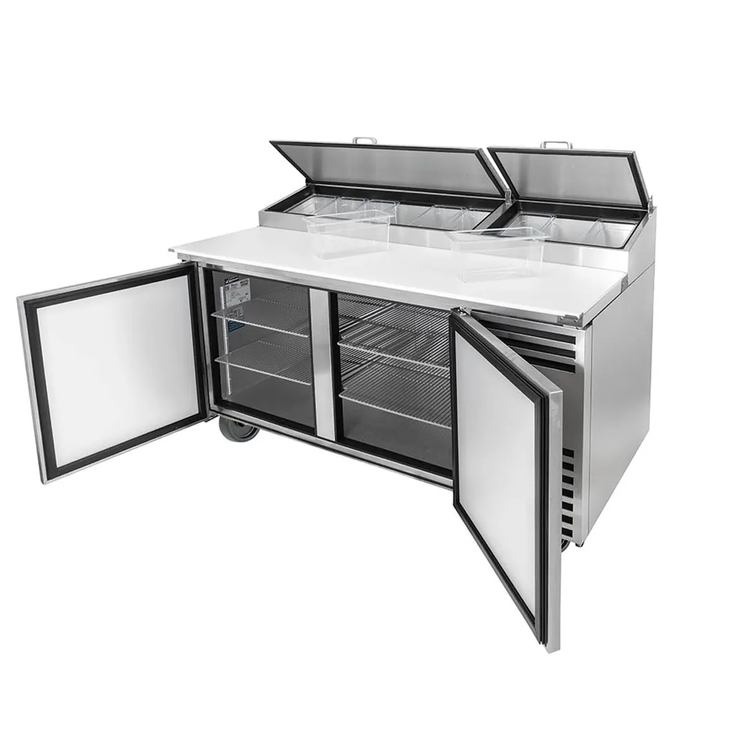 True TPP-AT-67-HC 67" Refrigerated Pizza Prep Table w/ 2 Doors, (9) 1/3 Pans