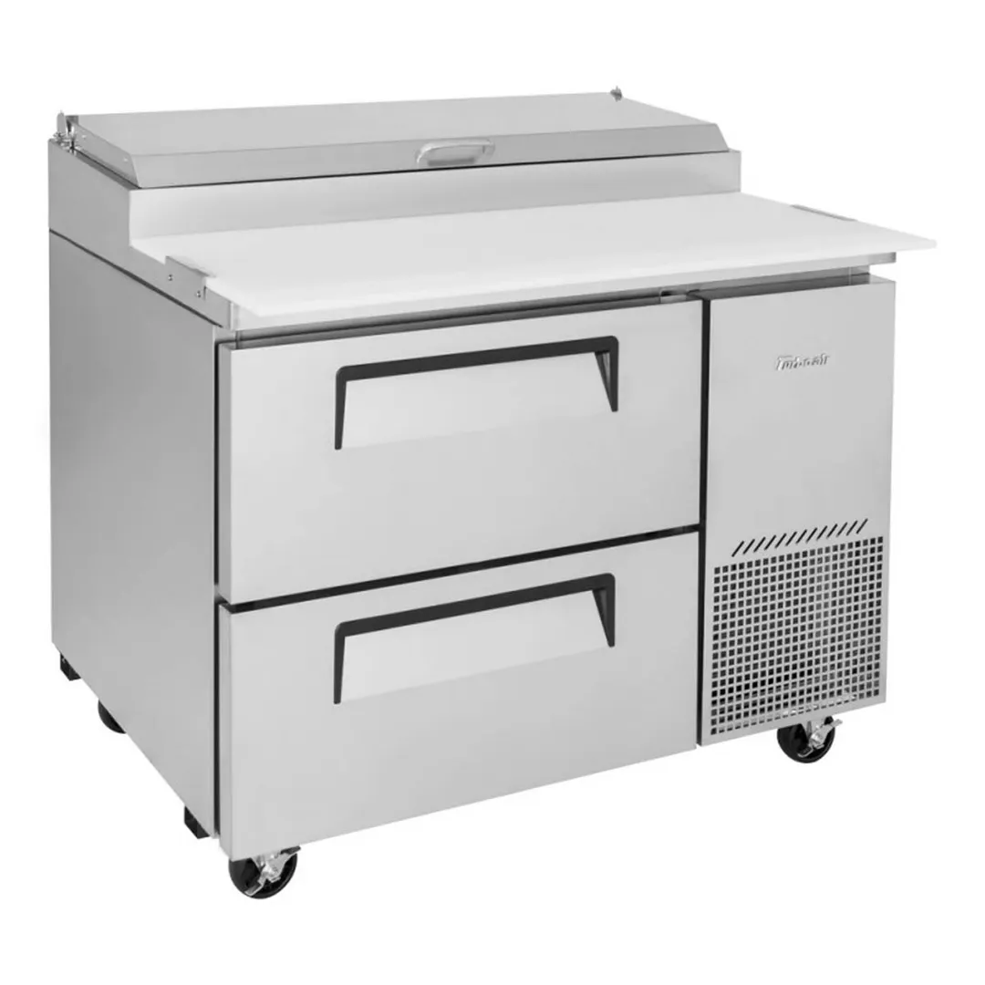 Turbo Air TPR-44SD-D2-N 44" 2 Drawers Refrigerated Pizza Prep Table, 6 Condiment Pans