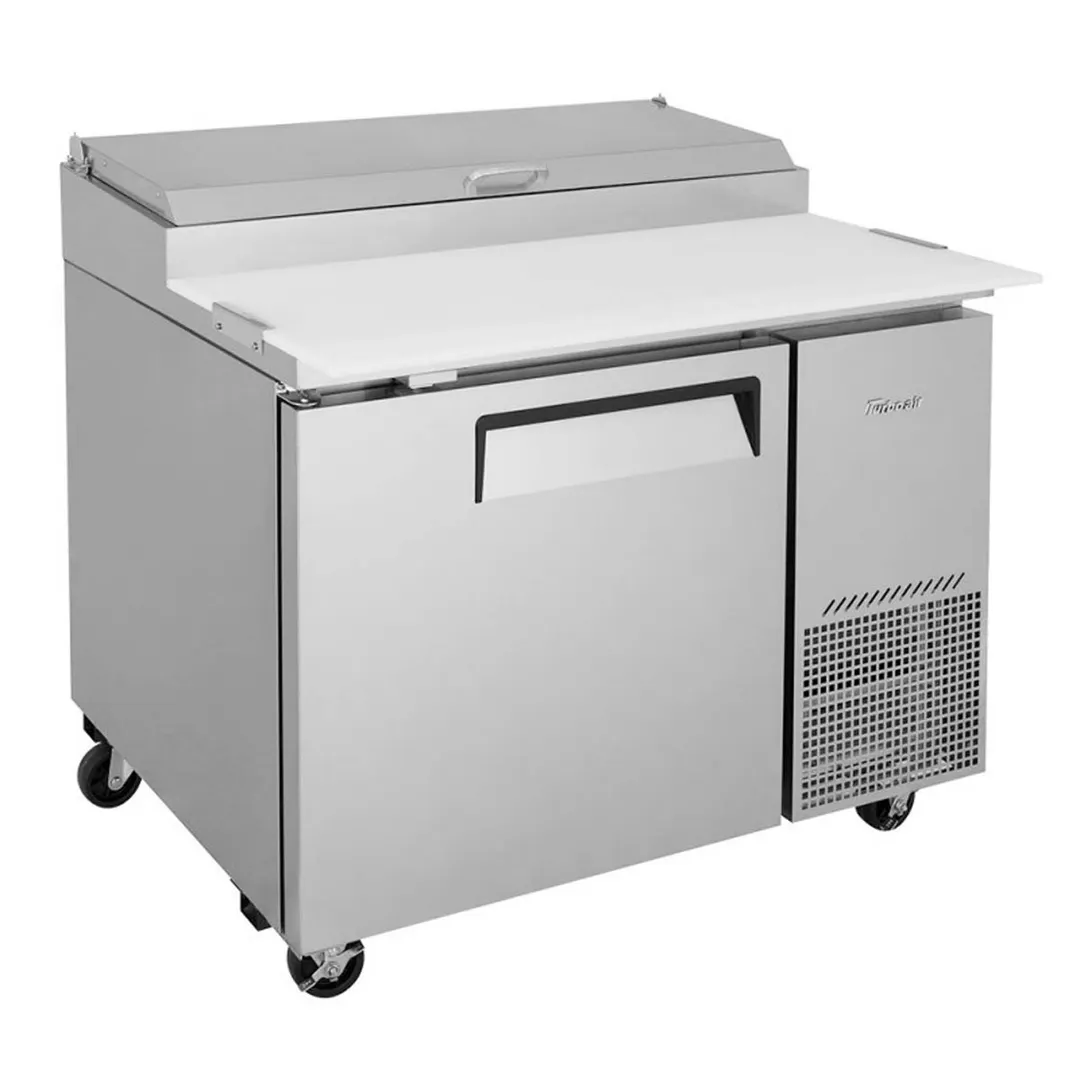 Turbo Air TPR-44SD-N 44" 1 Door Refrigerated Pizza Prep Table, 6 Condiment Pan, 14 cu. ft.