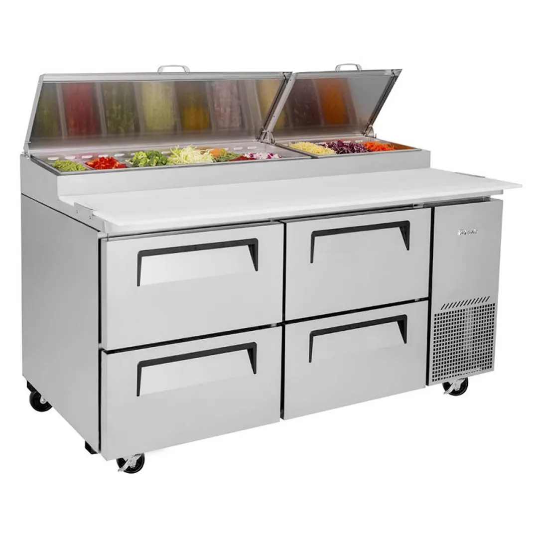 Turbo Air TPR-67SD-D4-N 67" Refrigerated Pizza Prep Table w/ 4 Drawers, 20 cu. ft.