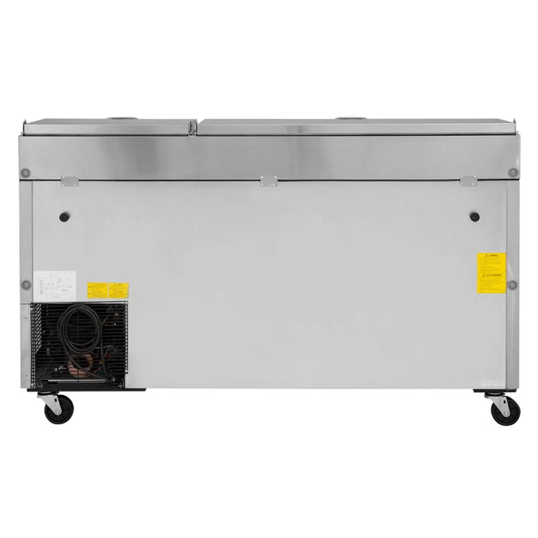 Turbo Air TPR-67SD-N 67" Refrigerated Pizza Prep Table w/ 2 Doors, 9 Condiment Pans