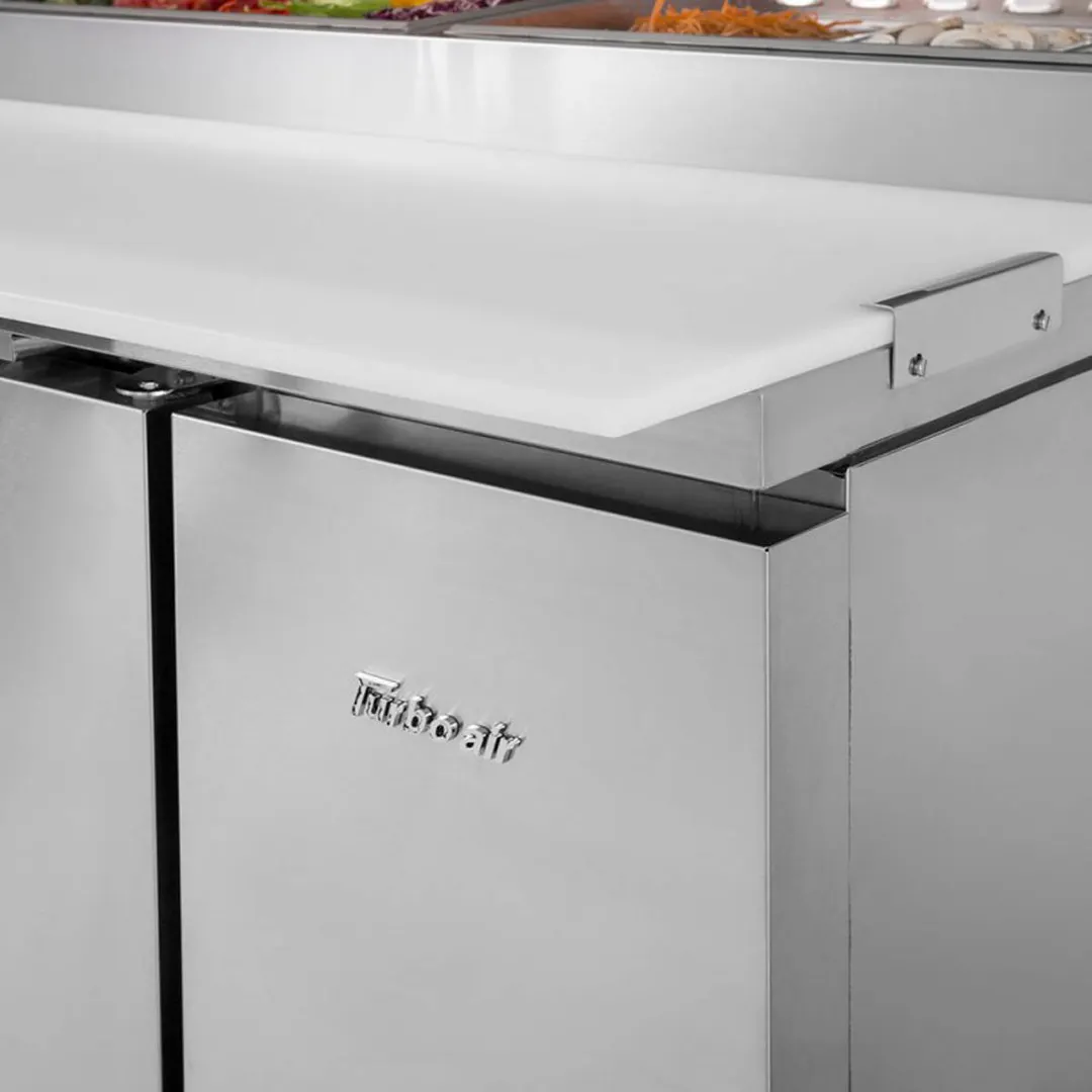 Turbo Air TPR-67SD-N 67" Refrigerated Pizza Prep Table w/ 2 Doors, 9 Condiment Pans