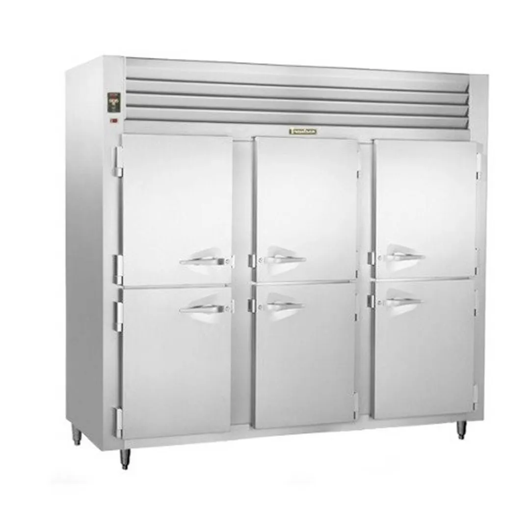 Traulsen AHT332NUT-HHS 76" 3-Section Reach-In Refrigerator w/ 6 Solid Half-Doors, Top Mount, 69.5 cu. ft.