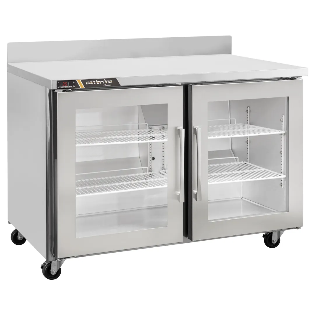 Traulsen C Series CLUC-48R-GD-WTLR 48" 2-Section Worktop Refrigerator w/ 2 Glass Doors
