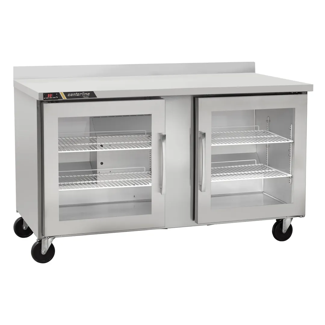 Traulsen C Series CLUC-60R-GD-WTLL 60" 2-Section Worktop Refrigerator w/ 2 Glass Doors