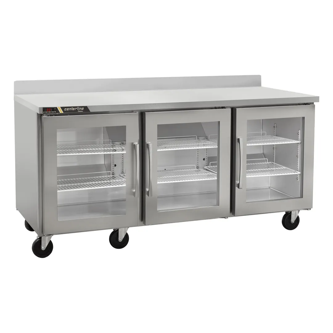 Traulsen C Series CLUC-72R-GD-WTLRR 72" 3-Section Worktop Refrigerator w/ 3 Glass Doors