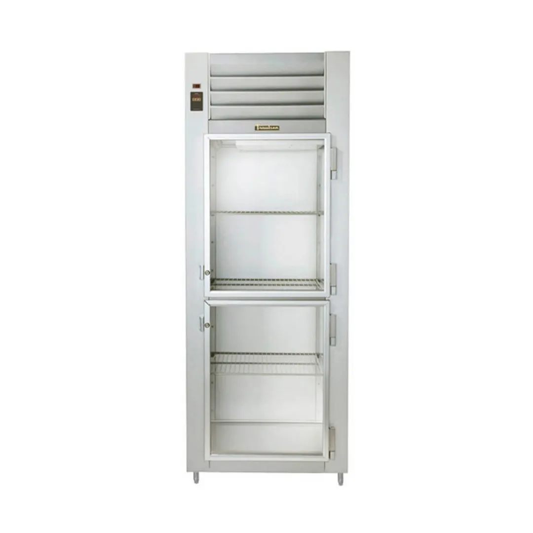 Traulsen G17002P 30" 1-Section Pass-Thru Refrigerator w/ 4 Half Glass-Solid Doors (right hinged), R-450A, 25.3 cu. ft.