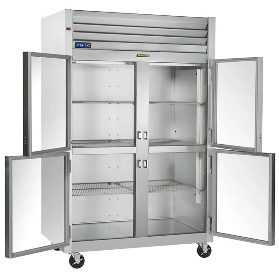 Traulsen G21000 52" 2-Section Reach-In Refrigerator w/ 4 Glass Half-Doors (hinged left/right), Top Mount, 46.5 cu. ft.