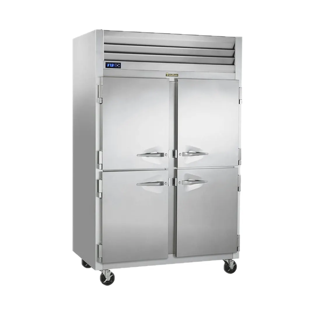 Traulsen G27004P 52" 2-Section Pass-Thru Refrigerator w/ 8 Half Glass-Solid Doors (left/right hinged), 49.22 cu. ft.