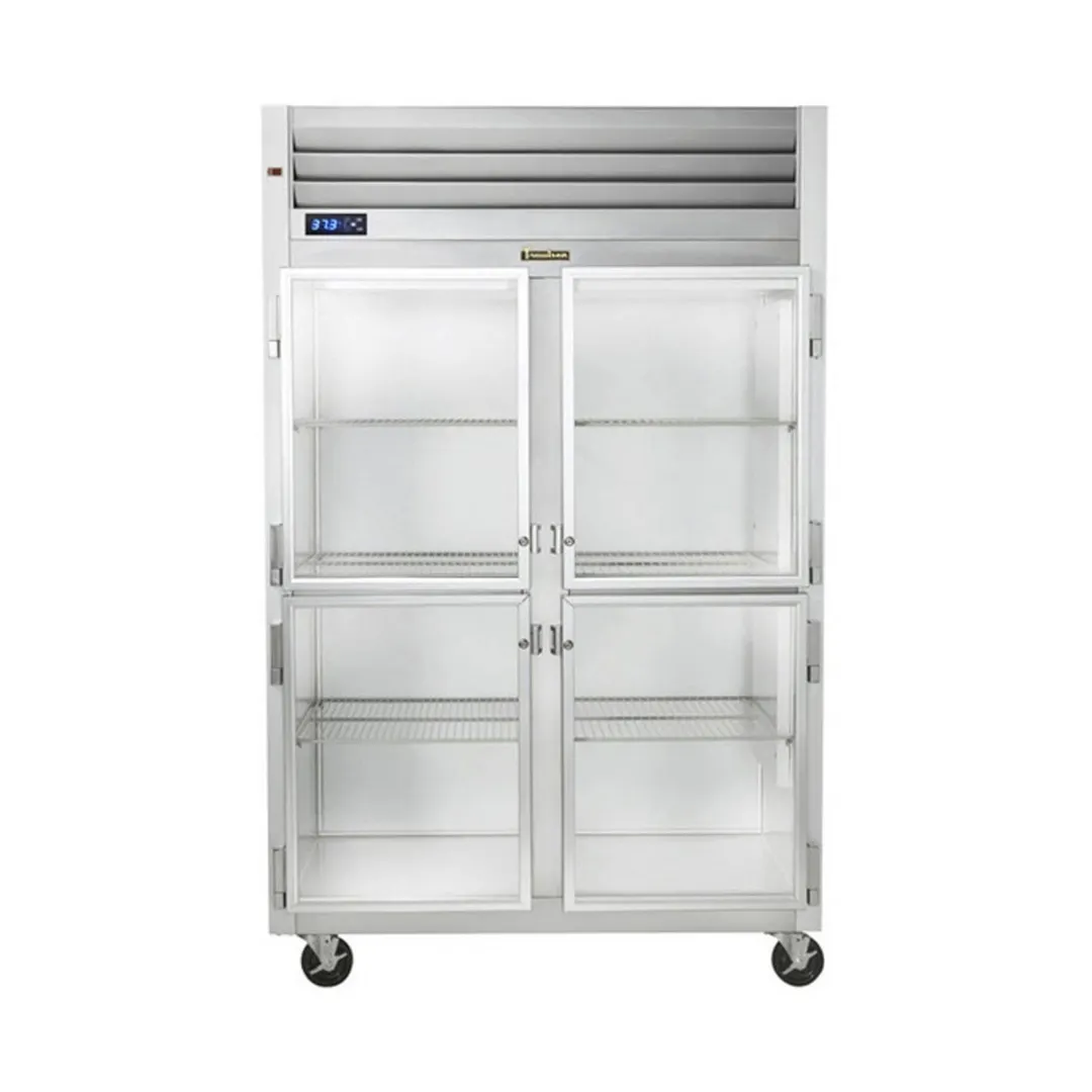 Traulsen G27005P 52" 2-Section Pass-Thru Refrigerator w/ 8 Half Glass-Solid Doors (left/left hinged), 49.22 cu. ft.