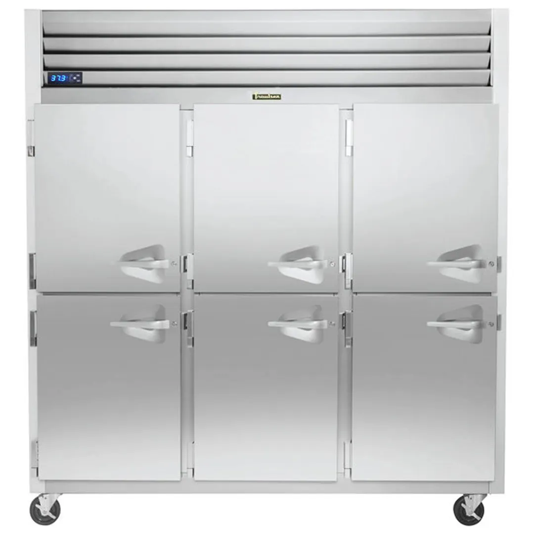 Traulsen G30003-032 76" 3-Section Reach-In Refrigerator w/ 6 Solid Half-Doors (hinged left/left/left), Top Mount, 69 cu. ft.