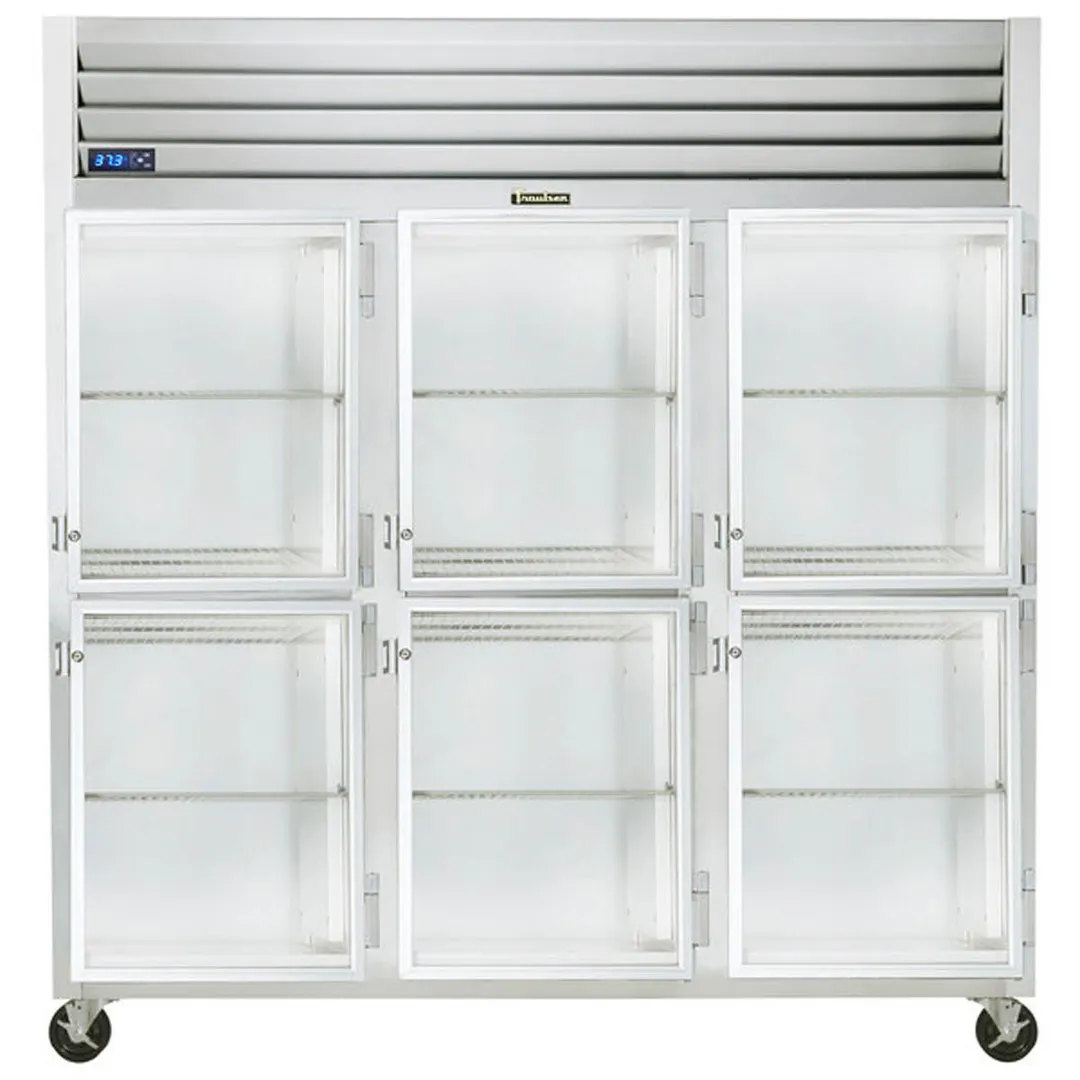 Traulsen G32002-032 76" 3-Section Reach-In Refrigerator w/ 6 Glass Half-Doors (hinged right/right/right), 70 cu. ft.