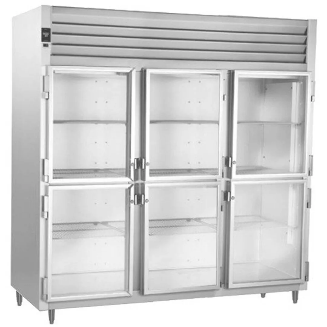 Traulsen RHT332NUT-HHG 76" 3-Section Reach-In Refrigerator w/ 6 Glass Half-Doors, Top Mount, 70.67 cu. ft.