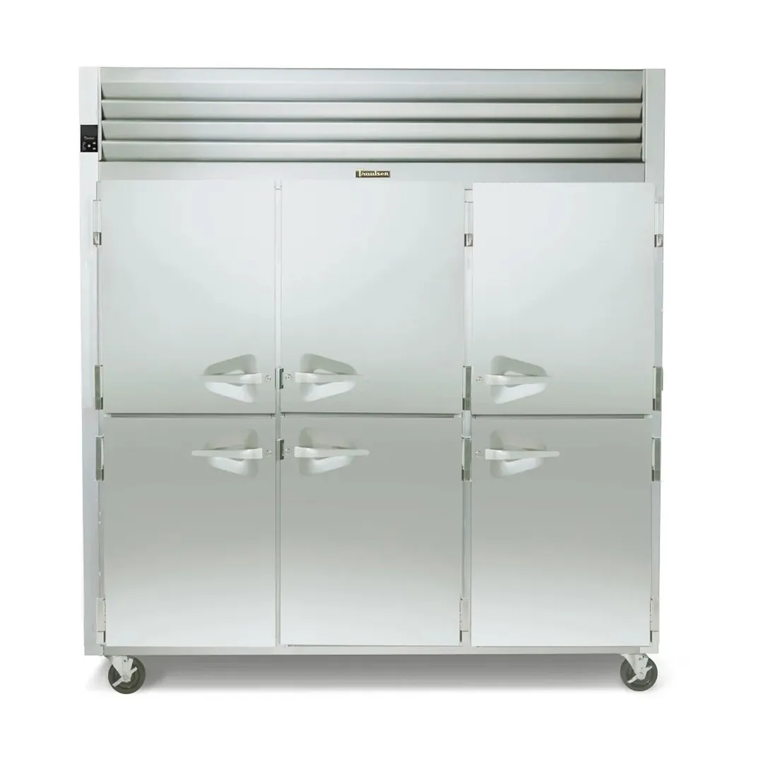 Traulsen RHT332W-HHS 86" Thre Section Reach-In Refrigerator w/ 6 Solid Half-Doors, Remote, 77.45 cu. ft.
