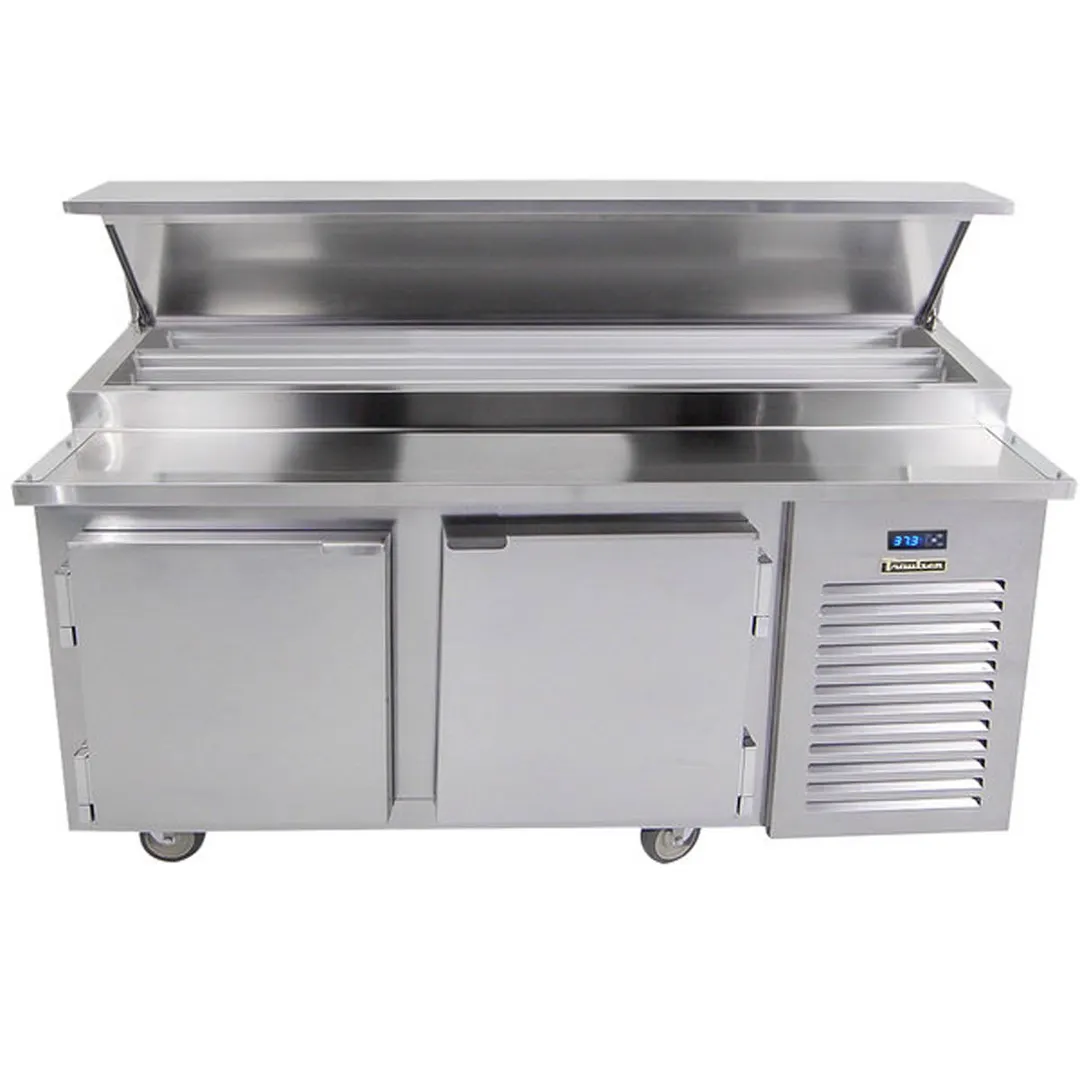 Traulsen TB060SL2S 60" 2-Section Refrigerated Pizza Prep Table w/ 2 Doors, (16) 1/6 Pans