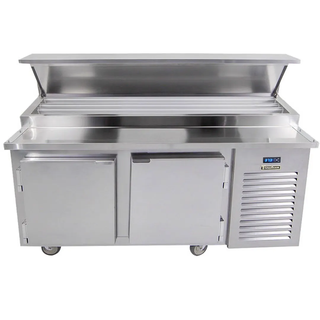 Traulsen TB060SL3S 60" 2-Section Refrigerated Pizza Prep Table w/ 2 Doors, (24) 1/6 Pans