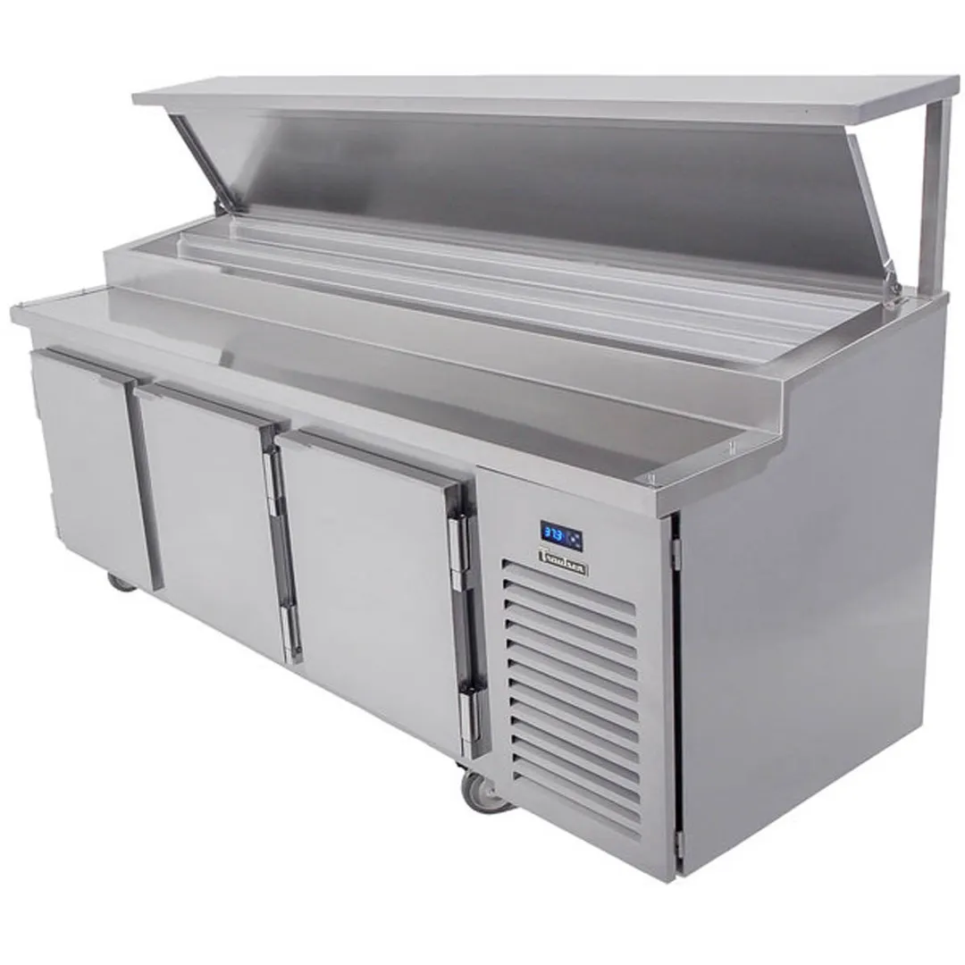 Traulsen TB091SL2S 91" 3-Section Refrigerated Pizza Prep Table w/ 3 Doors, (26) 1/6 Pans