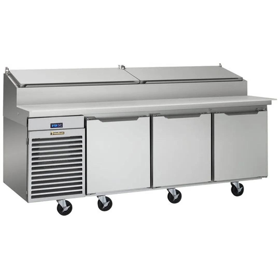 Traulsen TS090HT 90" 3-Section Refrigerated Pizza Prep Table w/ 3 Doors, (12) 1/3 Pans