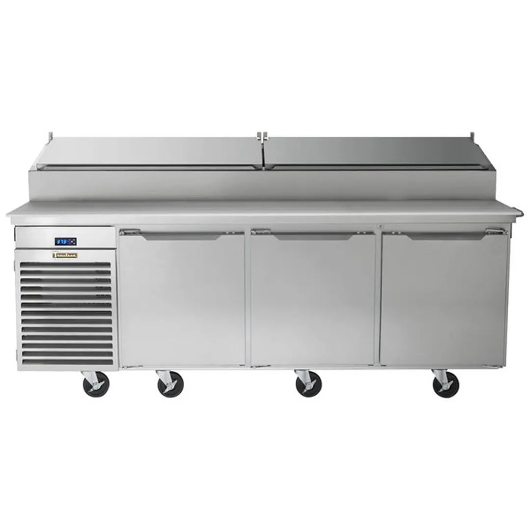 Traulsen TS090HT 90" 3-Section Refrigerated Pizza Prep Table w/ 3 Doors, (12) 1/3 Pans