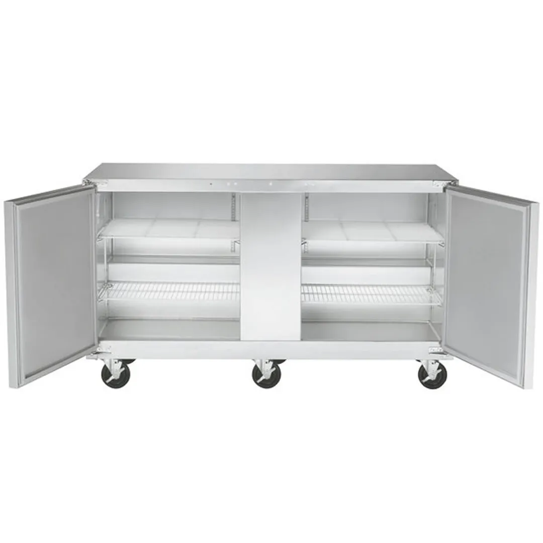 Traulsen UHT60-LR 60" 2-Door Undercounter Fridge, Stainless Steel Exterior, 16.7 cu. ft., Front Breathing