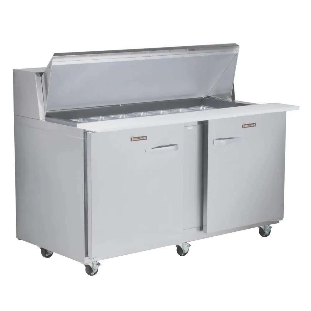 Traulsen UPT6024-RR-SB 60" 2-Section Sandwich and Salad Prep Table, 24 Pans, Stainless Steel