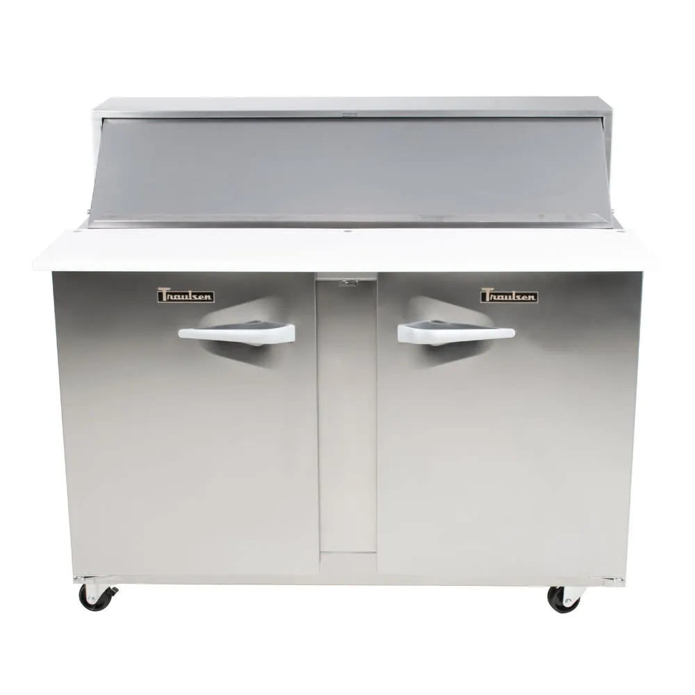 Traulsen UPT7224-LR-SB 72" 2-Section Sandwich Salad Prep Table w/ 2 Doors, 24 Pans, Stainless Steel