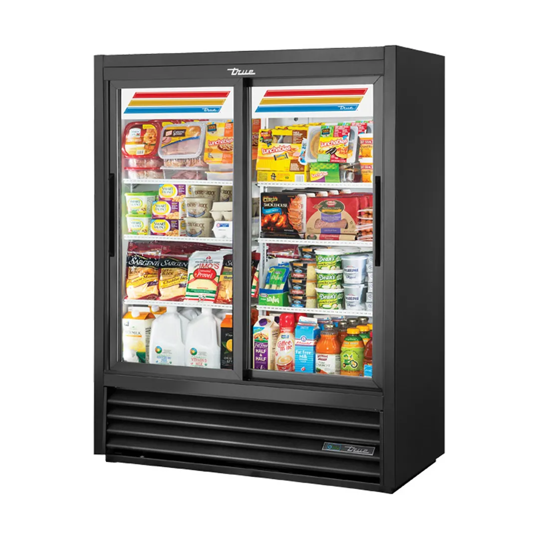 True GDM-41SL-60-HC-LD 47" 2-Section Glass Sliding Door Refrigerated Merchandiser