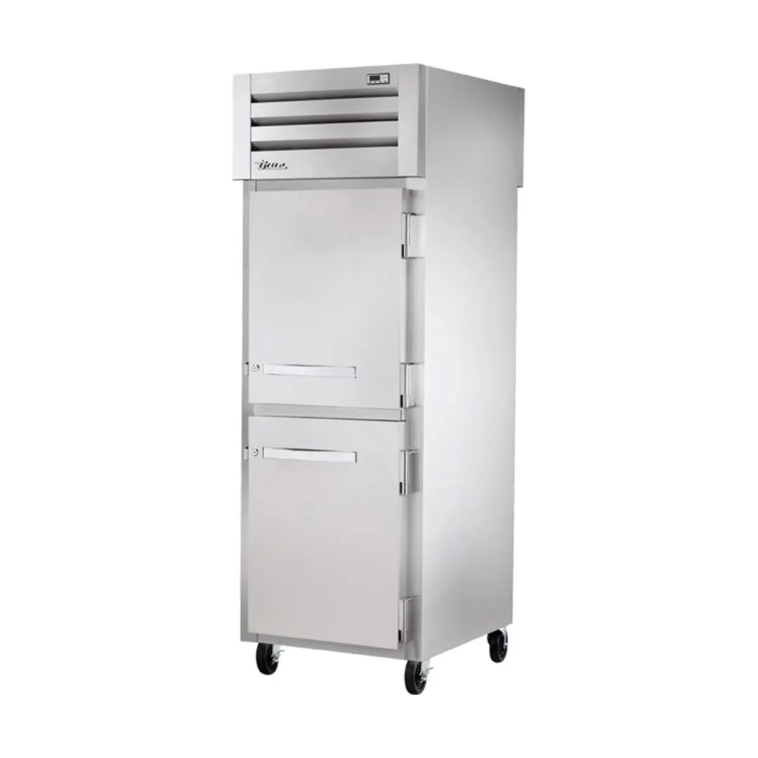True STA1RPT-2HS-2HS-HC 1-Section Pass-Thru Refrigerator w/ Front 2 Solid Half & Rear 2 Solid Half Doors, Aluminum Interior-Stainless Floor