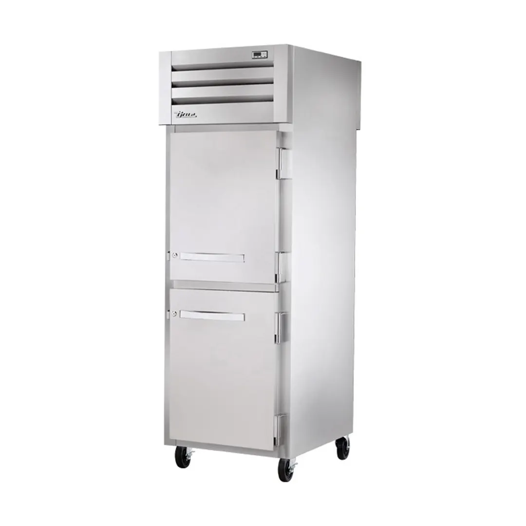 True STG1RPT-2HS-2HS-HC 1-Section Pass-Thru Refrigerator w/ Front 2 Solid & Rear 2 Solid Half Doors, Stainless Steel Front-Aluminum Sides
