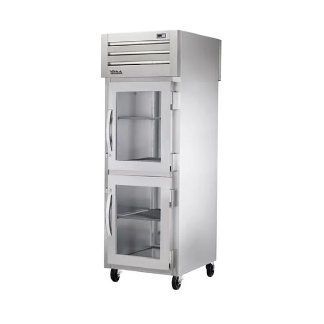 True STR1HPT-2HS-2HG "Full Height" 2-Door Heated Holding Cabinet, Stainless Steel, Clear & Solid Doors, 1.5kW, 208-230V