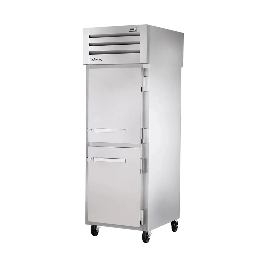 True STR1RPT-2HS-2HS-HC 1-Section Pass-Thru Refrigerator w/ Front 2 Solid & Rear 2 Solid Half Doors, Stainless Steel