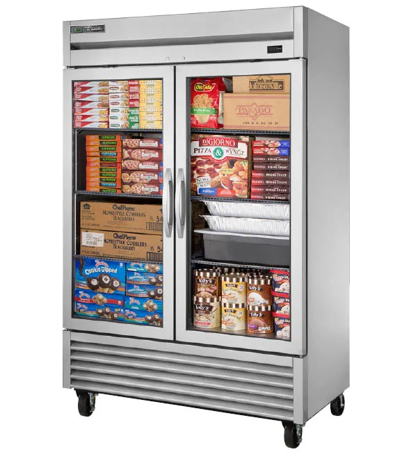 True T-49FG-FLX-HC~FGD01 54" 2-Section Reach-In Refrigerator Freezer Convertible w/ 2 Glass Doors, Bottom Mount